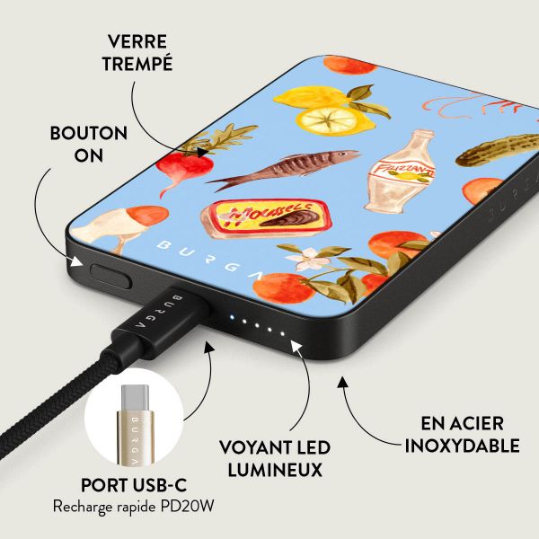 Burga Powerbank magnétique 5 000 mAh - MagSafe et Qi2 - Al Fresco / Gunmetal