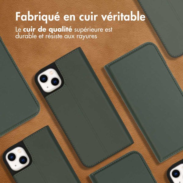 Accezz Étui de télephone Slim Folio en cuir de qualité supérieure Apple iPhone 14 Plus - Vert