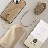 Selencia Coque à cordon avec porte-cartes enveloppe Sera iPhone 15 - Beige