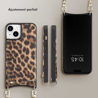 Selencia Coque arrière avec cordon et porte-cartes Nova iPhone 15 - Leopard