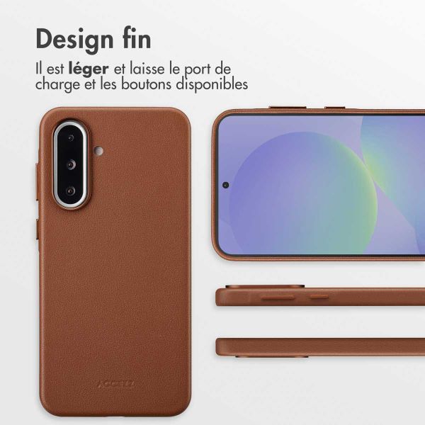 Accezz Coque arrière en cuir avec MagSafe Samsung Galaxy A36 / A56 - Marron café