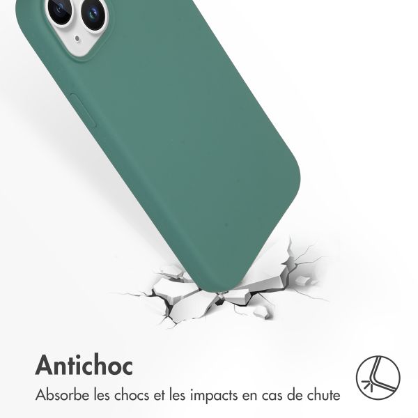 Accezz Coque Liquid Silicone iPhone 15 Plus - Vert foncé