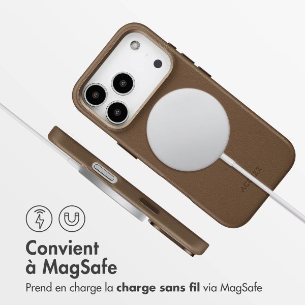 Accezz Coque arrière en cuir avec MagSafe Apple iPhone 17 Pro - Marron café