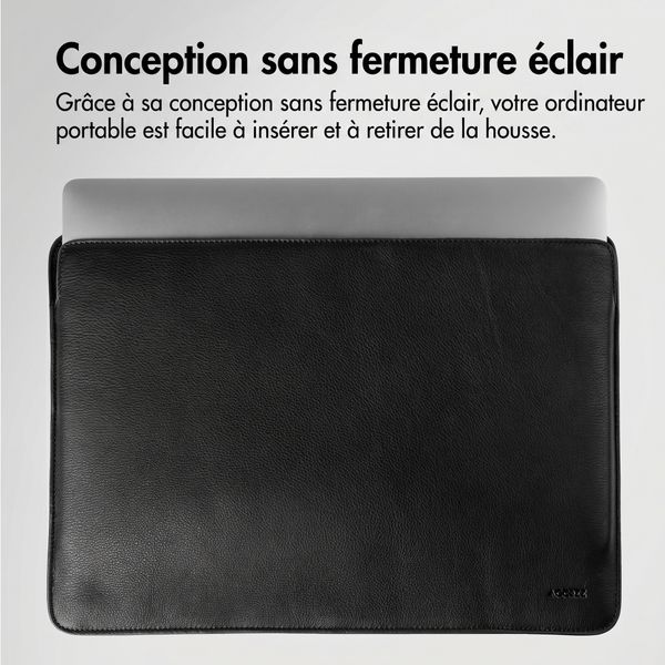 Accezz Leather Pochette ordinateur Apple MacBook 16 pouces - Noir