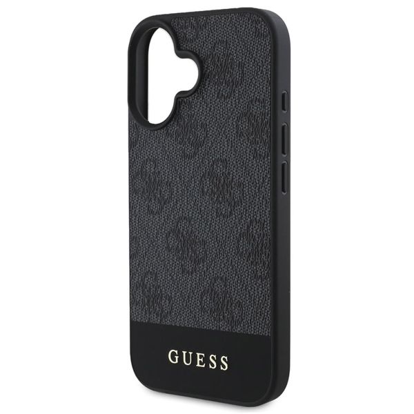 Guess Coque arrière Bottom Stripe 4G Apple iPhone 16 - Gris
