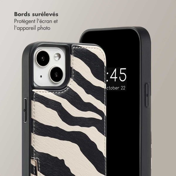 Selencia Coque de télephone Nova avec cordon et porte-cartes Apple iPhone 14 / 13 - Zazzy Zebra