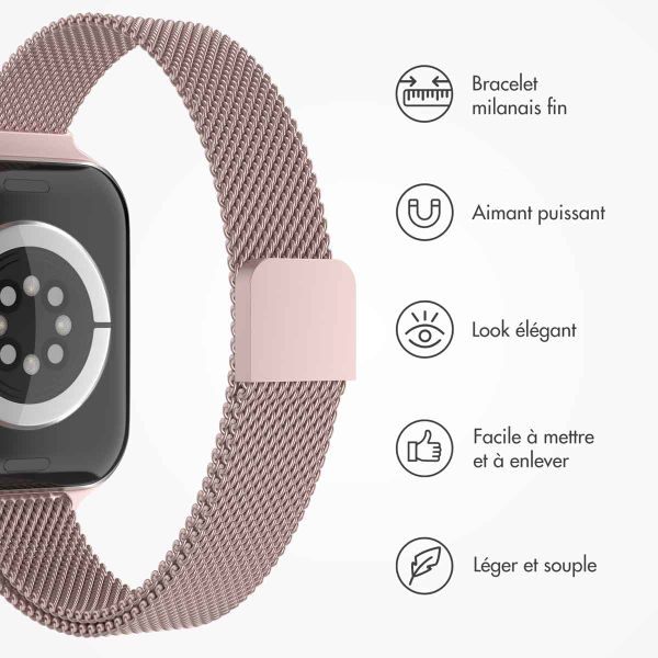 imoshion Bracelet slim Milanese Apple Watch Series 1 t/m 9 / SE (38/40/41 mm) | Series 10 / 11 (42 mm) - Rose