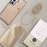 Selencia Coque de télephone Nova Croco avec cordon et porte-cartes Samsung Galaxy S26 - Beige