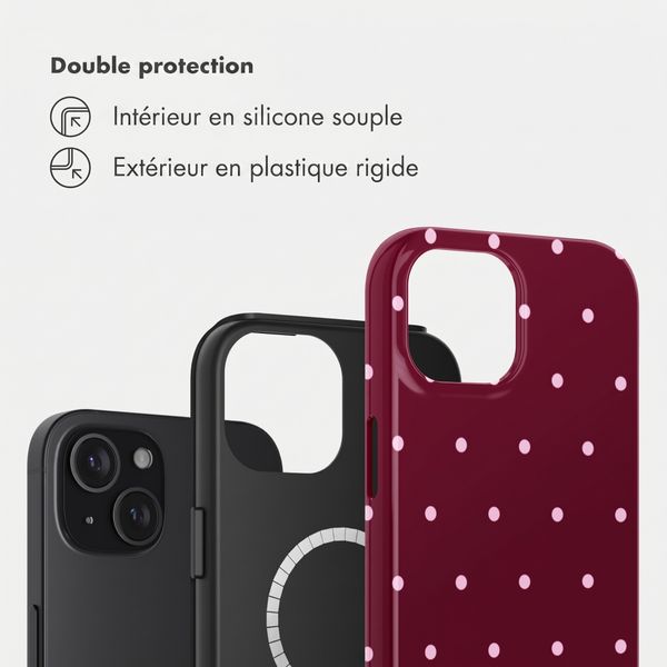 Selencia Coque arrière Vivid avec MagSafe Apple iPhone 15 - Happy Dots Burgundy