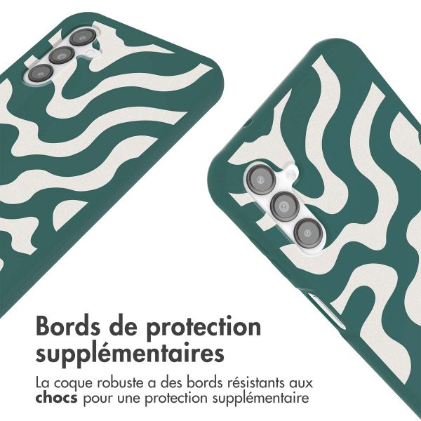 imoshion Coque design en silicone avec cordon Samsung Galaxy A14 (5G/4G) - Petrol Green Groovy