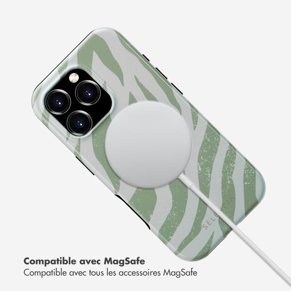 Selencia Coque arrière Vivid avec MagSafe Apple iPhone 16 Pro - Colorful Zebra Sage Green
