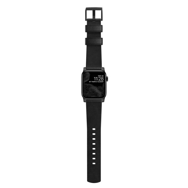 Nomad Bracelet en cuir moderne Apple Watch Series 1 á 10 / SE / Ultra (2) (44/45/46/49 mm) - Noir/Noir