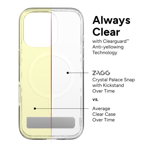 ZAGG Coque Crystal Palace Snap KickStand avec MagSafe iPhone 16 Pro - Transparent