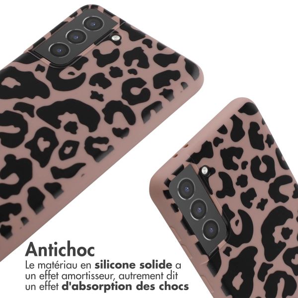 imoshion Coque design en silicone avec cordon Samsung Galaxy S21 Plus - Animal Pink