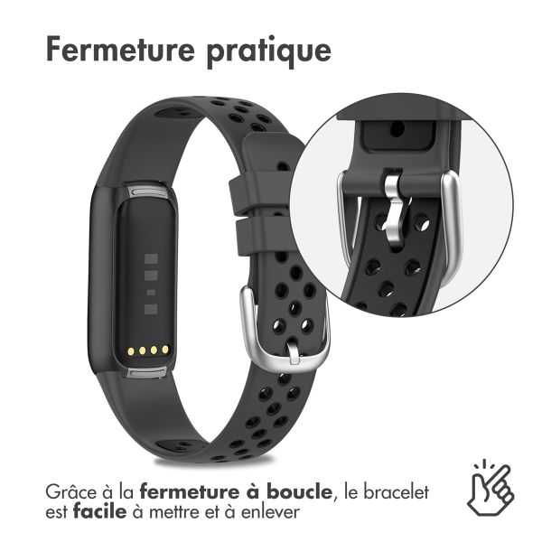 imoshion Bracelet sportif en silicone Fitbit Luxe - Gris/Noir