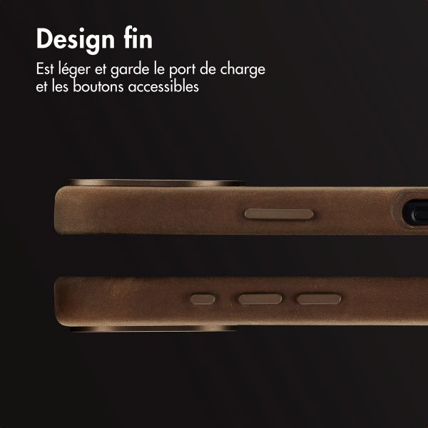 Accezz Coque MagSafe en cuir vintage Apple iPhone 16 - Rustic Brown
