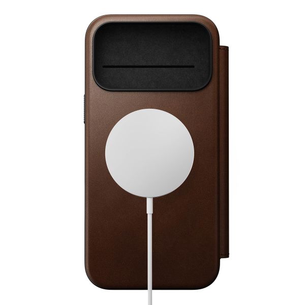 Nomad Étui de télephone portefeuille Modern Leather Folio Apple iPhone 17 Pro Max - Marron