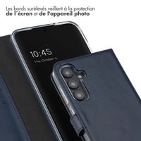 Selencia Étui portefeuille en cuir véritable Samsung Galaxy S24 FE - Bleu