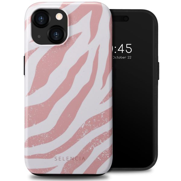 Selencia Coque arrière Vivid Tough iPhone 15  - Colorful Zebra Old Pink