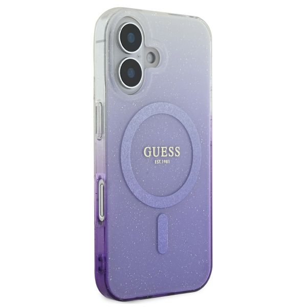 Guess Coque MagSafe IML Glitter Gradient Apple iPhone 16 - Purple