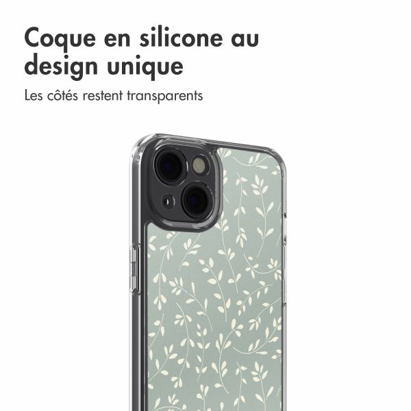 imoshion Coque Design Apple iPhone 14 - Smoke Green Flowers