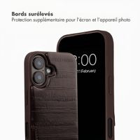 Selencia Nova coque arrière en cuir véritable avec porte-cartes Apple iPhone 16 - Dark Chocolate