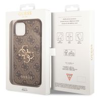 Guess Coque 4G Metal Logo Backcover iPhone 14 - Brun