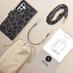 Selencia Étui de télephone portefeuille imprimé léopard Sabi Samsung Galaxy A55 - Midnight Black