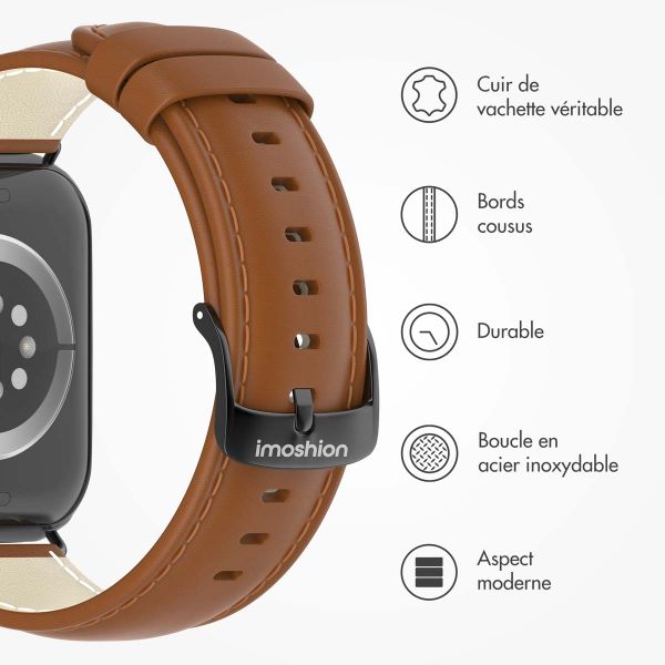 imoshion Bracelet en cuir Classique Apple Watch Series 1 á 10 / SE / Ultra (2) (44/45/46/49 mm) - Brun