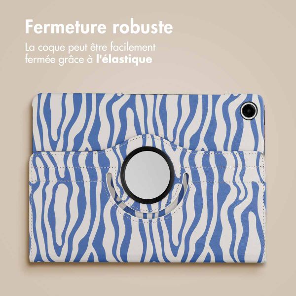 imoshion Coque tablette Design rotatif à 360° Samsung Galaxy Tab A9 Plus - White Blue Stripes