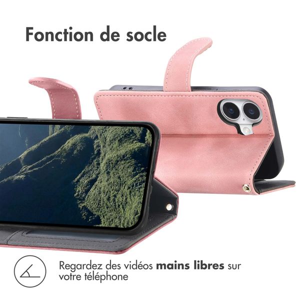 imoshion Etui de télephone portefeuille avec cordon Apple iPhone 16 - Rose