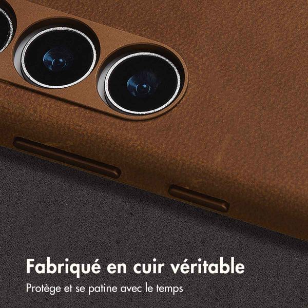 Accezz Coque MagSafe en cuir vintage Samsung Galaxy S24 / S25 - Tabacco Cognac