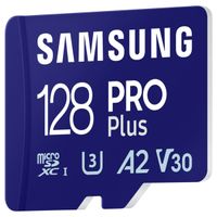 Samsung PRO Plus microSD 2023 - 128GB - Inclus un adaptateur SD - UHS-I/U3/Full HD/4K UHD