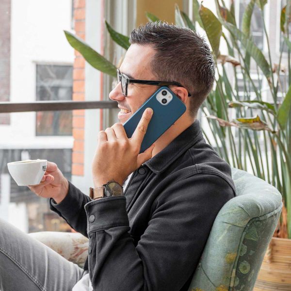 Accezz Leather Backcover avec MagSafe Apple iPhone 14 Pro Max - Bleu foncé