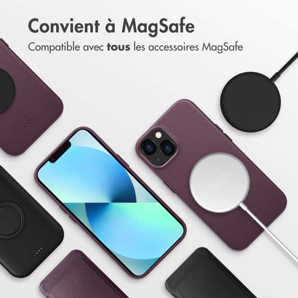 Accezz Coque arrière en cuir avec MagSafe iPhone 13 - Heath Purple