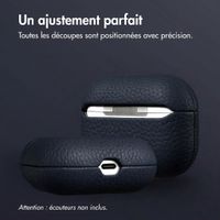 Accezz Coque en cuir véritable  Apple Airpods Pro - Bleu foncé