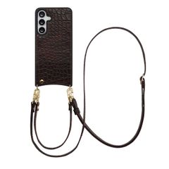 Selencia Coque de télephone Nova Croco avec cordon et porte-cartes Samsung Galaxy S25 FE - Choco Brown