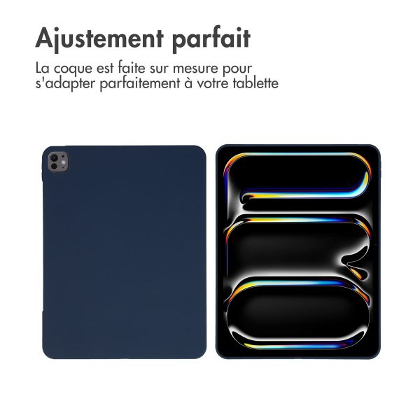 Accezz Coque Liquid Silicone avec porte-stylet Apple iPad Pro 13 (2025) M5 / (2024) M4 - Bleu foncé