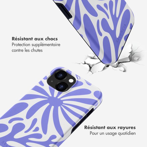 Selencia Coque arrière Vivid Tough iPhone 15  - Modern Bloom Sapphire Blue