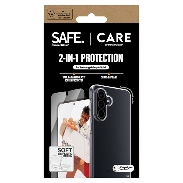 CARE by PanzerGlass Coque Fashion XR + Ultra-Wide Fit Écran de Protection avec applicateur Samsung Galaxy A56 - Transparent