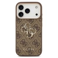 Guess Coque 4G Metal Logo Backcover Apple iPhone 17 Pro - Gold Edge - Brown