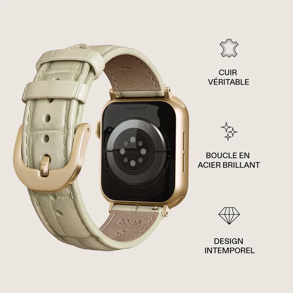 Burga Bracelet en cuir véritable Apple Watch Series 1 - 11 / SE / Ultra (44/45/46/49 mm) - Buttermelt / Gold