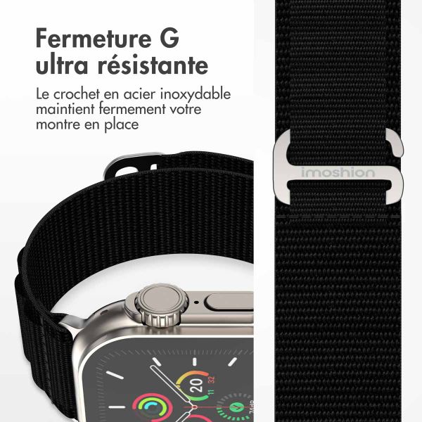 imoshion Bracelet en nylon Alpine Apple Watch Series 1 t/m 11 / SE / Ultra (44/45/46/49 mm) - Noir