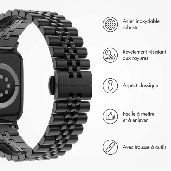 Selencia Bracelet Metallique Jubilee Apple Watch Series 1 á 9 / SE (38/40/41 mm) | Series 10 (42 mm) - Noir