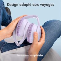 imoshion Casque pour enfants Bluetooth LED - Casque pour enfants avec limiteur de décibels + Câble AUX - Lavender Lilac