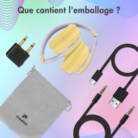 imoshion Casque sans fil pour enfants LED Light - Limiteur de décibels - Avec câble AUX - Lavender Lilac / Yellow