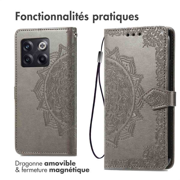 imoshion Etui de téléphone portefeuille Mandala OnePlus 10T - Gris