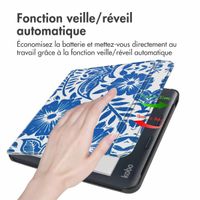 imoshion Design Slim Hard Sleepcover avec support Kobo Libra Colour - Flower Tile