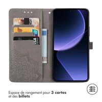 imoshion Etui de téléphone portefeuille Mandala Xiaomi 13T / 13T Pro - Gris