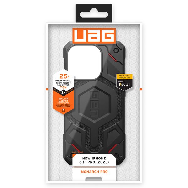 UAG Coque arrière Monarch Pro iPhone 15 Pro - Kevlar Black